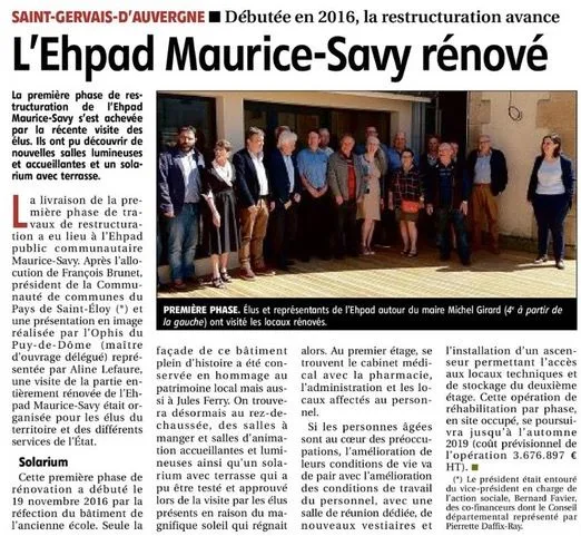Inauguration Phase 01 — EHPAD Saint-Gervais — La Montagne