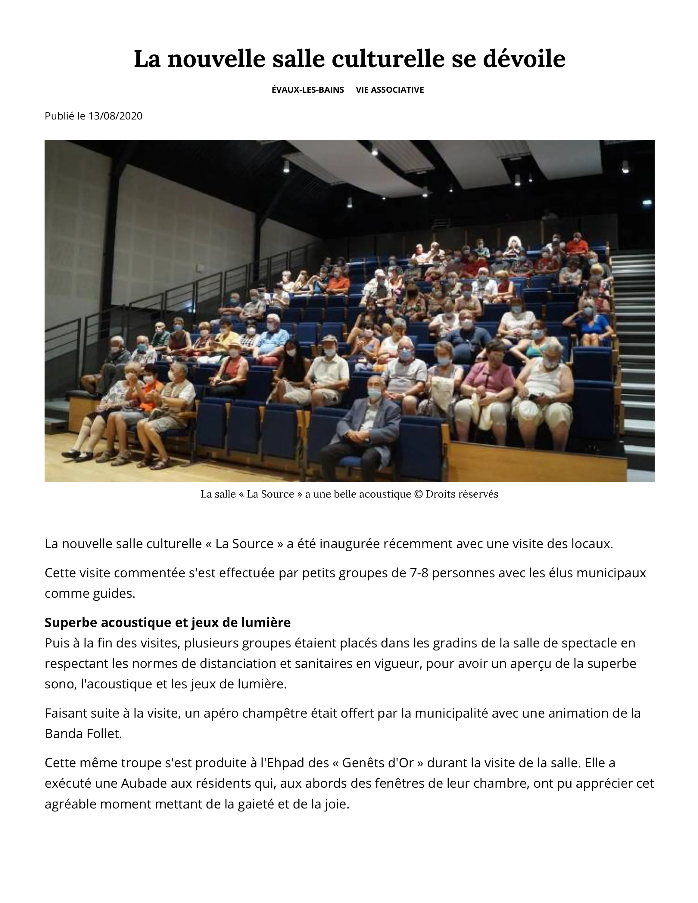 La nouvelle salle culturelle se dévoile