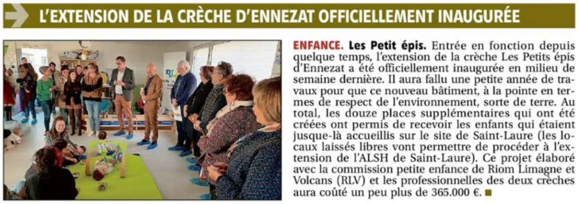 Inauguration de la Crèche d'Ennezat — La Montagne